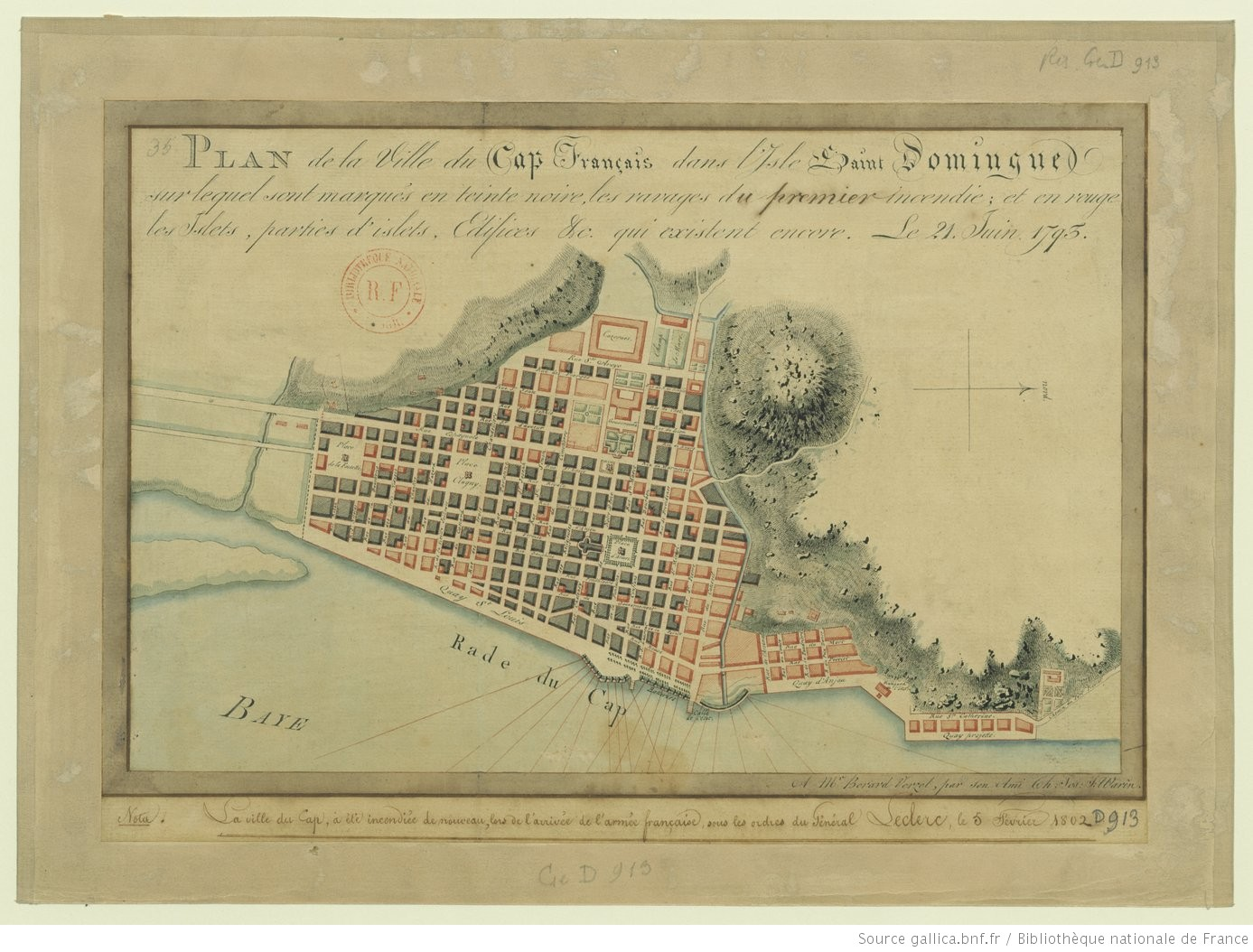 CAP FRANCAIS - Incendie de 1793- Plan de la Ville